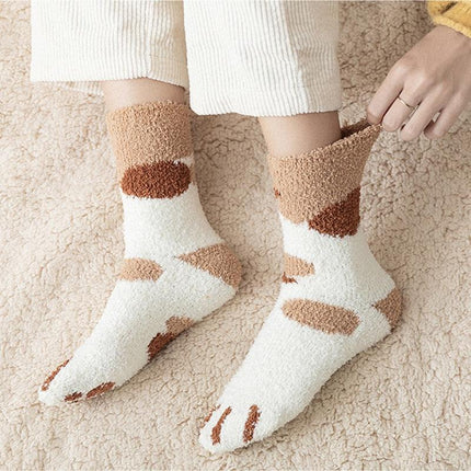Adorable Furry Paws Women's Fleece Socks - Snuggly and Charming for Cozy Feet
