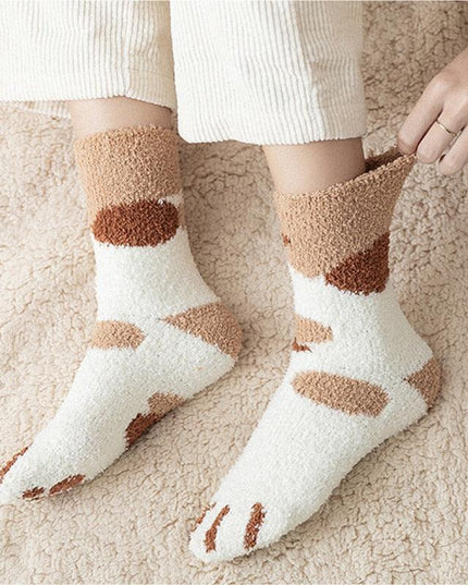 Adorable Furry Paws Women's Fleece Socks - Snuggly and Charming for Cozy Feet