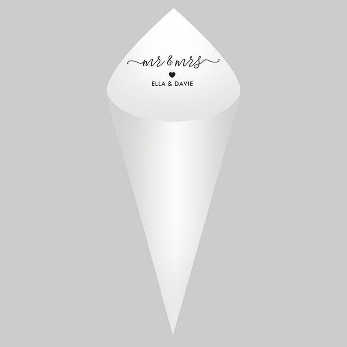 Customized Wedding Confetti Toss Cones Set for Bridal Shower Party - Pack of 30