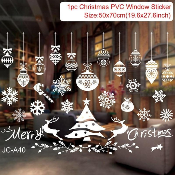 Festive Holiday Home Decoration Set: Christmas & New Year Wall and Window Stickers