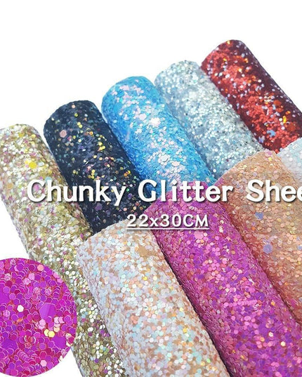 Glamorous Golden Purple Chunky Glitter Faux Leather Sheets for Creative DIY Projects
