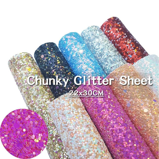 Golden Purple Chunky Glitter Fabric Leather Sheets - DIY Crafting Supplies