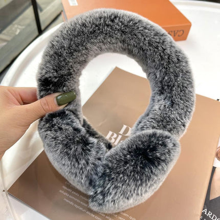 Rhinestone-Studded Luxurious Rex Rabbit Fur Ear Muffs: Chic Winter Essential for Women