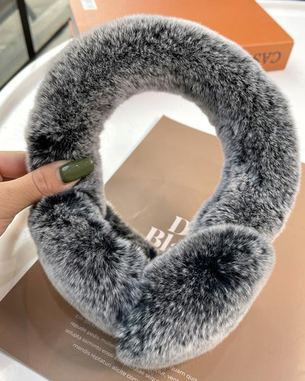 Rhinestone-Studded Luxurious Rex Rabbit Fur Ear Muffs: Chic Winter Essential for Women