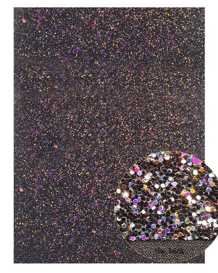 Glamorous Golden Purple Chunky Glitter Faux Leather Sheets for Creative DIY Projects
