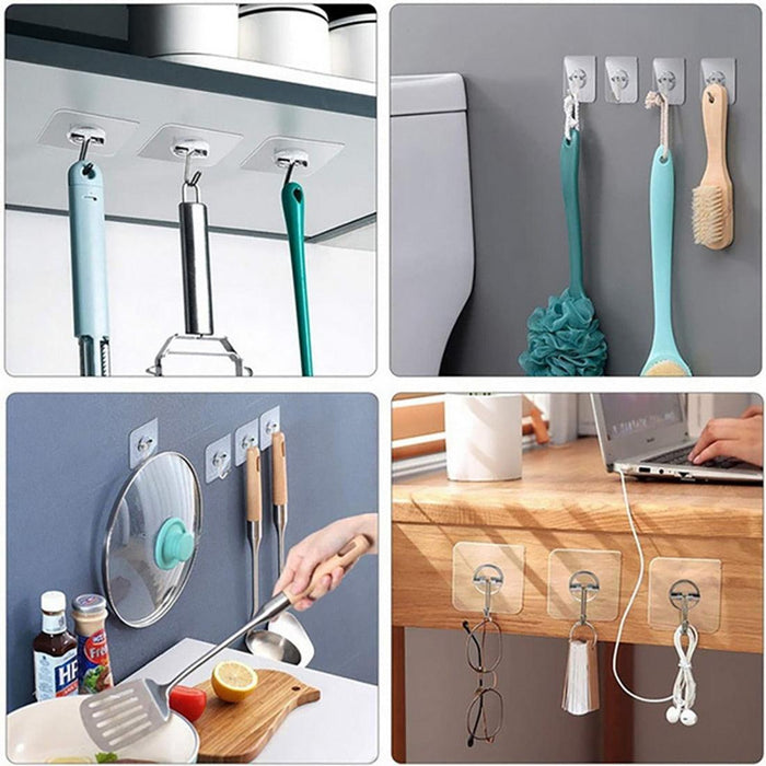 Heavy-Duty Clear Adhesive Hook Set - The Ultimate Home Organization Solution