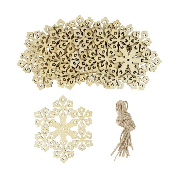 Festive Snowflake Wooden Ornament Set - 10 Pieces for Cheerful Holiday Decor