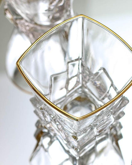 Lavish Gold Crystal Drinkware Collection - Elegant Glassware for Wine, Whiskey, Cocktails, and Beer