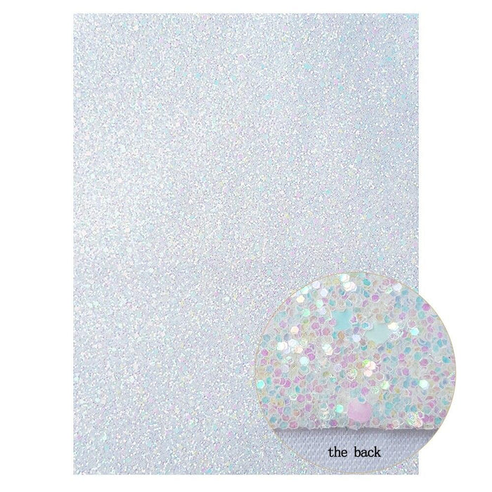 Radiant White Chunky Glitter Fabric Sheets with Shimmering Accents