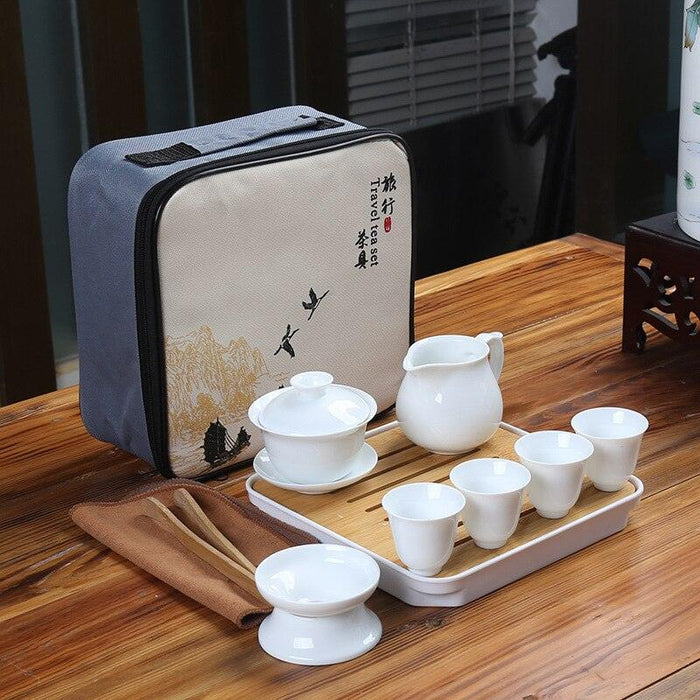 Authentic Chinese Kung Fu Tea Set: Enjoy Tea in Portable Ceramic Teacup & Teapot!