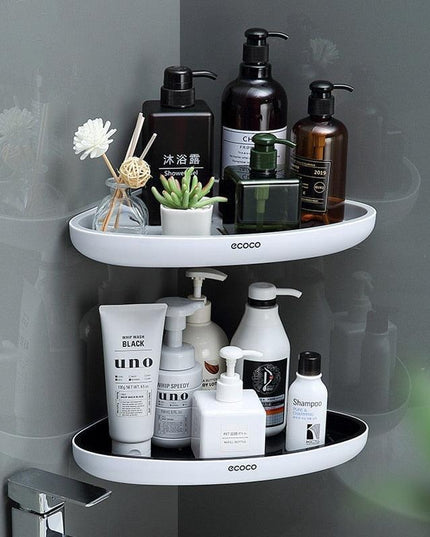 Smart Triangular Bathroom Organizer with Drainage System