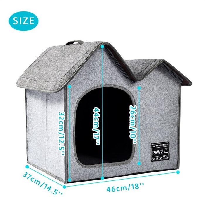 Cozy Winter Pet Haven with Dual Rooms and Reversible Pad - Pick from 2 Trendy Shades