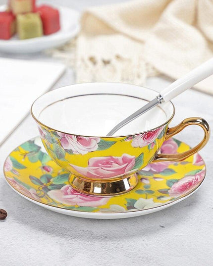 Charming YeFine Bone China Tea Cup & Saucer Set - Whimsical On-Glazed Design