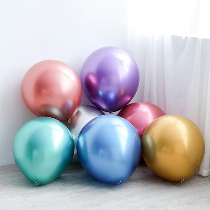 Elegant Chrome Metallic Latex Balloon Set - 50 Pieces for Celebratory Events