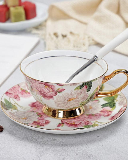 Charming YeFine Bone China Tea Cup & Saucer Set - Whimsical On-Glazed Design