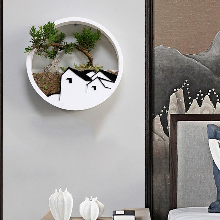 Sleek Acrylic Round Wall Vase with Hanging Plant Holder