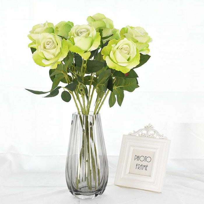 Elegant Bundle of Flannel Silk Roses - Set of 10