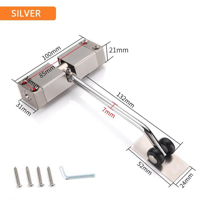 Versatile Stainless Steel Spring Door Closer for Doors of Various Sizes