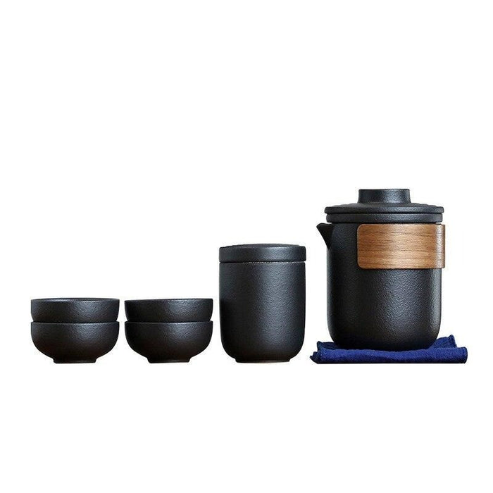 Portable Kung Fu Tea Set with Outdoor Bag and Heat-Resistant Cups