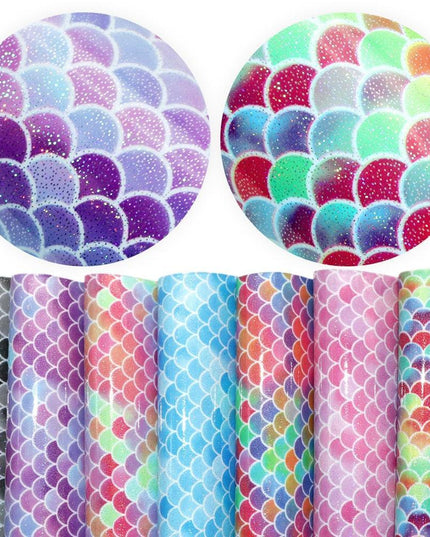 Enchanting Mermaid Scale Laser Etched Faux Leather Crafting Sheet for Creative Projects