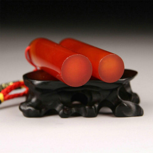 Chinese Traditional Name Stamp on Natural Agate Jade Stone - Red 1.5CM Round Chop