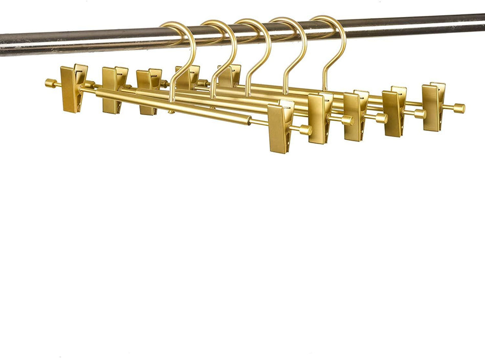 Elegant Rose Gold/Golden Aluminum Alloy Hangers with Clips for Heavy-Duty Wardrobe Organization