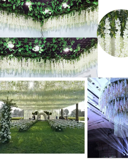 45-Inch Elegant Silk Wisteria Flower Set - Pack of 12 for Exquisite Home and Event Decoration