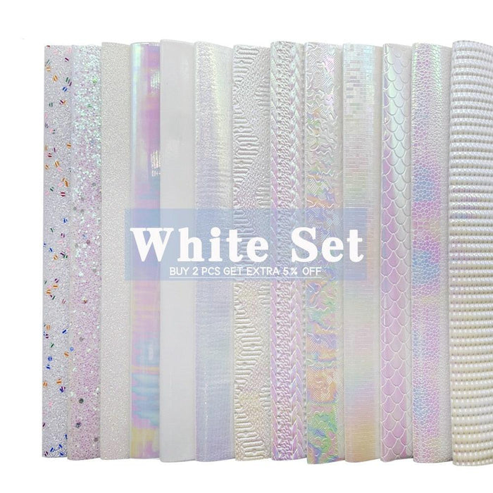 Mermaid Magic White Glitter Cotton Fabric Set - Elevate Your Creations