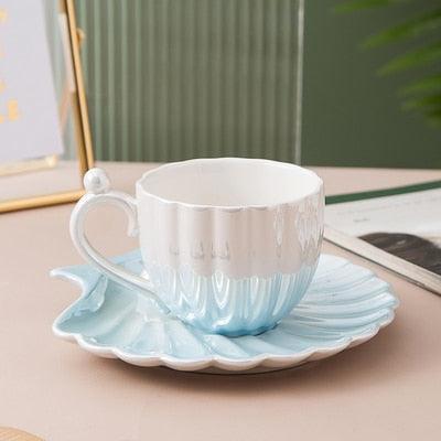 Chic Pearl Shell Ceramic Mugs: Elevate Your Sipping Experience
