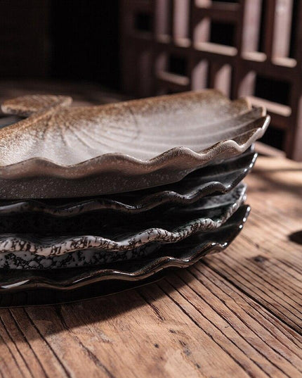 Cultural Harmony: Exquisite Japanese-Korean Fan Plate Set for Elegant Dining