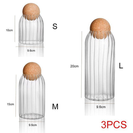 Modern Chic Glass Jar Set with Trendy Cork Tops for Effortless Kitchen Organization