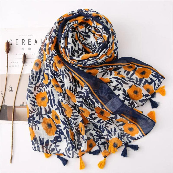 Luxurious Blue Porcelain Cashmere Blend Shawl - The Perfect Accessory for Any Occasion