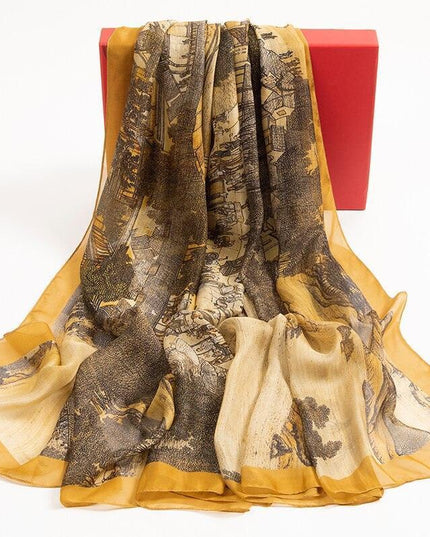 Elegant Silk Chiffon Scarf - Timeless Sophistication for Women
