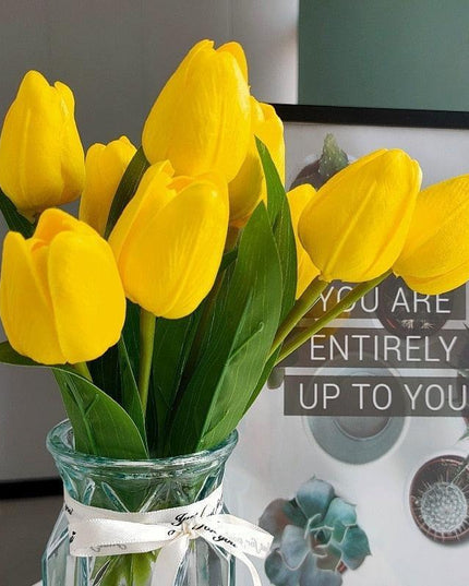 Elegant White Tulip Bouquet: Real Touch Luxury Flowers for Timeless Décor