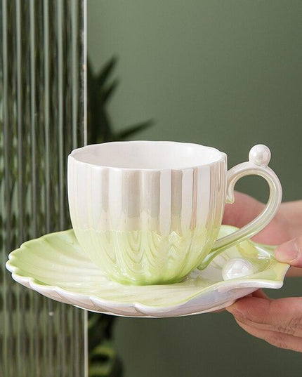 Chic Pearl Shell Ceramic Mugs: Elevate Your Sipping Experience
