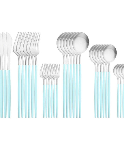 Elegant Matte Black and Gold 36-Piece Stainless Steel Cutlery Collection