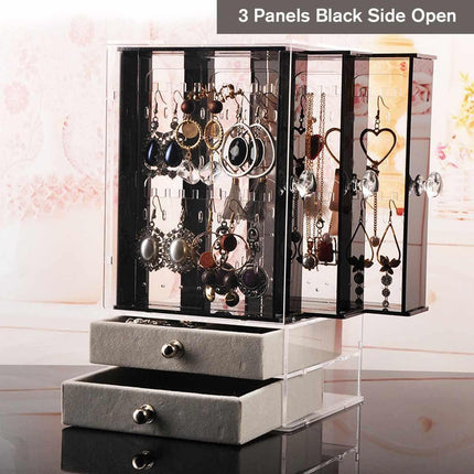 Jewelry Display Case with Adjustable Panels and Dust-Proof Protection