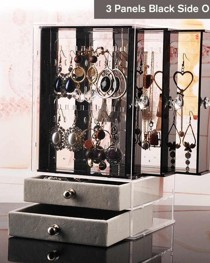 Jewelry Display Case with Adjustable Panels and Dust-Proof Protection