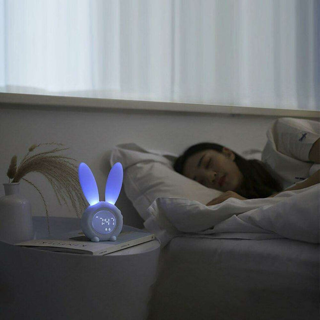 Whimsical Bunny Ear LED Digital Alarm Clock with Sound Control and Multi-Display Features
