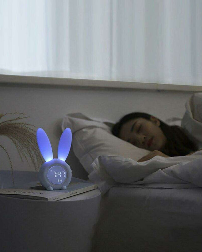 Whimsical Bunny Ear LED Digital Alarm Clock with Sound Control and Multi-Display Features