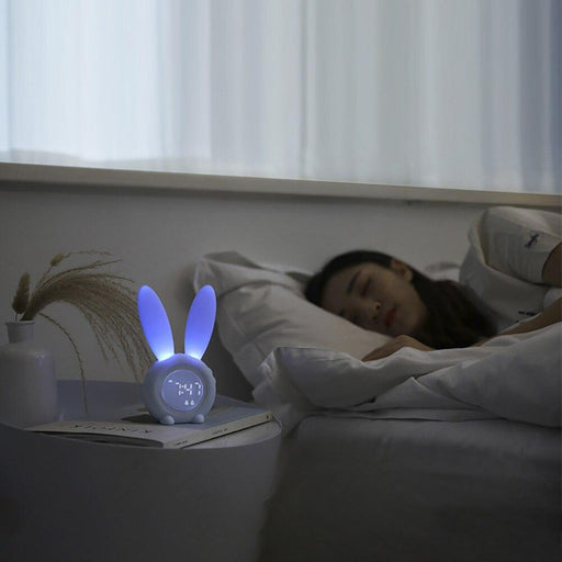 Cute Bunny Ear LED Digital Alarm Clock Electronic USB Sound Control Rabbit Night Lamp Desk Clock Home Decoration - Très Elite
