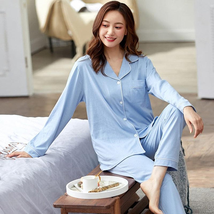 Spring Blossom Cozy Cotton Pajama Set for Women
