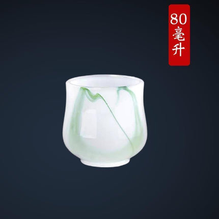 Premium Sheep Fat Jade Porcelain Tea Cup Set - Luxurious Chinese Kung Fu Tea Experience for Enthusiasts