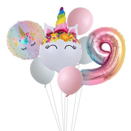 Enchanted Unicorn Number Balloon Set for Joyful 1-4 Year Celebrations