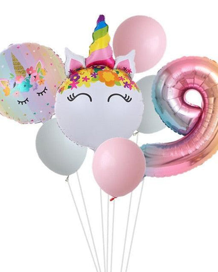 Enchanted Unicorn Number Balloon Set for Joyful 1-4 Year Celebrations