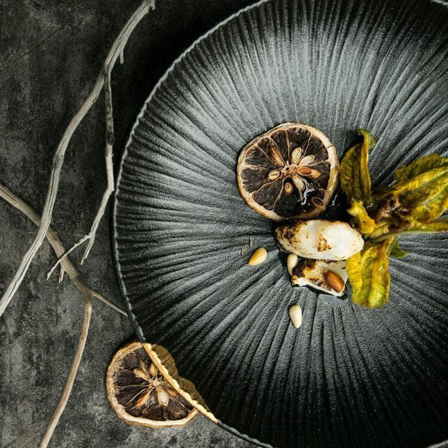 Elegant Black Porcelain Dining Collection - Enhance Your Culinary Experience