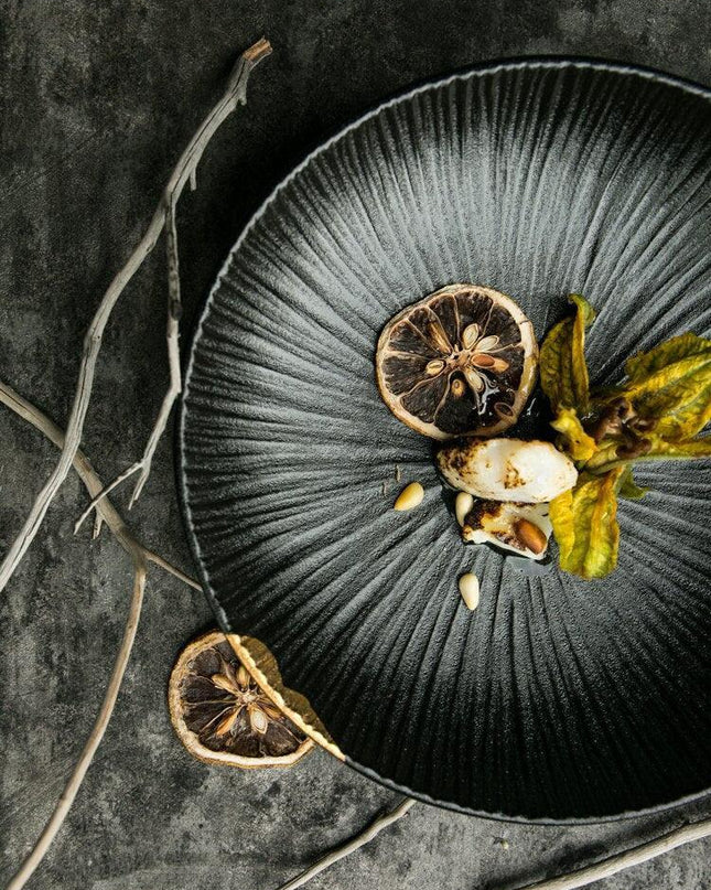 Elegant Black Porcelain Dining Collection - Enhance Your Culinary Experience