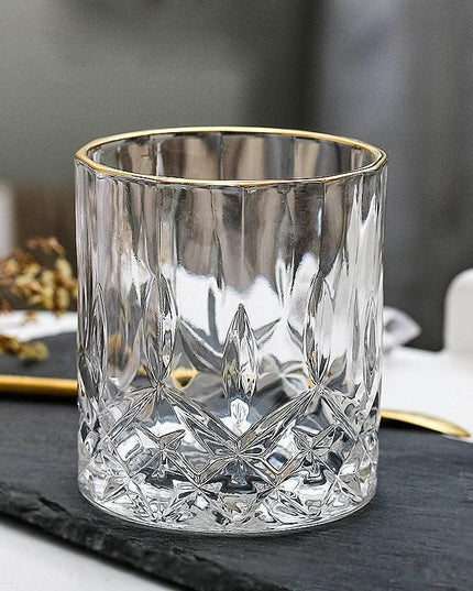 Lavish Gold Crystal Drinkware Collection - Elegant Glassware for Wine, Whiskey, Cocktails, and Beer