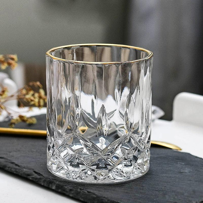 European Style Gold Crystal Glassware Set - Wine, Whiskey, Cocktail, Beer Glasses