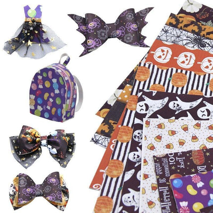 Spooky Pumpkin Patch Leatherette Crafting Fabric - Creative Charm by David Accessories